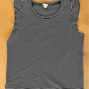 J. Crew Women’s XL Blue and White Striped T-shirt with cap ruffle sleeve